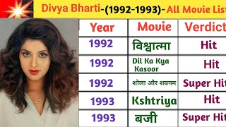 Divya Bharti 19921993 All Movie ListDivya Bharti all films hit and FlopDivya Bharti [upl. by Nagaet]