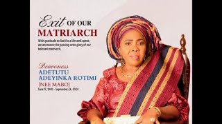 Deaconess Adetutu Adeyinka Rotimi Burial Program  10AM 22112024 [upl. by Asilaj]