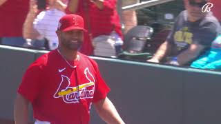 Albert Pujols gets awesome ovation for return to Cardinals at Spring Training [upl. by Ezirtaeb799]