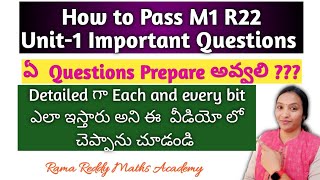 How to pass M1 R22 JNTUH  M1 R22 JNTUH Important Questions  JNTUH EXAM UPDATES  Pakka Questions [upl. by Hana927]