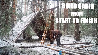 How to build big log HOUSE from START to FINISH 40 days in the forest WOODWORKING [upl. by Eenafets922]