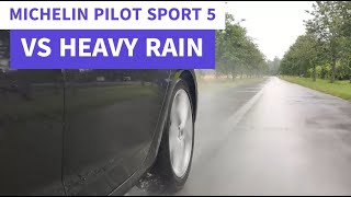 Michelin Pilot Sport 5 Summer Tires In The Wet  Standing Water and Braking [upl. by Luo]