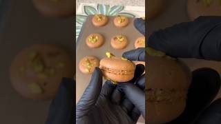 Chocolate pistachio macaron shells [upl. by Tuhn]