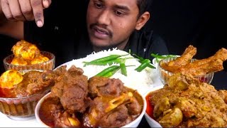 MUTTON CURRY CHICKEN LIVERCURRY CHICKEN LEGPIS CURRY EGGCURRY CHILLIEATHING SHOW ASMR MUKBENG [upl. by Akcemat]