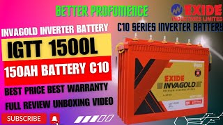 Exide Invagold Igtt1500L inverter battery c10  Exide inverter battery review unboxing price [upl. by Eudosia514]