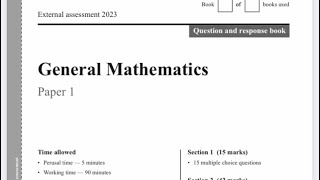 General Maths QCAA external exam 2023 paper 1  Q1625 [upl. by Innob952]