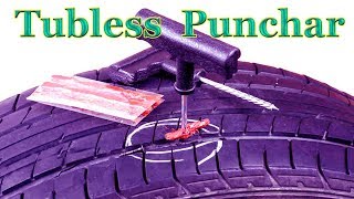 TUBELESS PUNCTURE  How to make Tubeless Puncher of any tubeless Tyre [upl. by Querida]