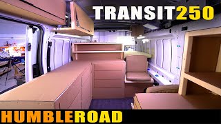 Ford Transit 250 CUSTOM VAN FLOOR PLAN walkthrough in cardboard [upl. by Yenwat]