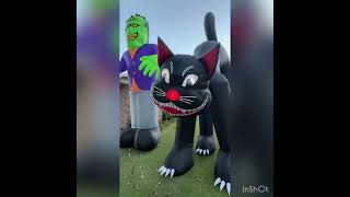 20 ft Head Turning Cat Inflatable Review athome inflatable halloween colossal blackcat [upl. by Giark190]