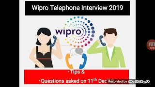 Wipro telephone interview tips 2019 [upl. by Rogers]