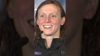 Katie Ledecky reacts to winning 400 freestyle at US swimming trials shorts [upl. by Enyrhtak]