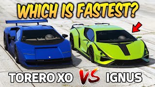 GTA 5 ONLINE  TORERO XO VS IGNUS WHICH IS FASTEST  Lamborghini Countach vs Sian [upl. by Nicolina]