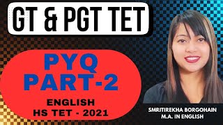 HS TET ENGLISH PYQ PART  2  HS TET 2021  GT amp PGT  Tet Cum Recruitment [upl. by Asyen]