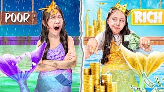 Poor Student Vs Rich Student At Mermaid Makeover Contest  Funny Stories About Baby Doll Family [upl. by Neelloj]