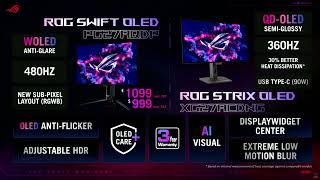 ASUS Unveils ROG SWIFT OLED PG27AQDP 480Hz QHD Gaming Monitor For 999 and ROG STRIX OLED 360Hz QHD [upl. by Sucul240]