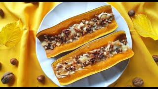 Recette rapide Butternut farci au chèvre noix et noisettes [upl. by Un857]