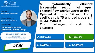 Hydraulically Efficient Trapezoidal Channel Chezy  MCQ video  neclicense LineAcademy civil [upl. by Strenta]