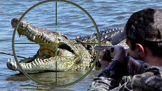 Best hunting African Nile crocodiles with guns [upl. by Akihsay]