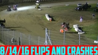 Angell Park Speedway 81416 Flips and Crashes [upl. by Dove]