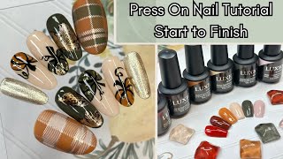 FALL PRESS ON NAIL ART TUTORIAL  START TO FINISH  AKZENTZ LUXIO 2024 [upl. by Gaither]