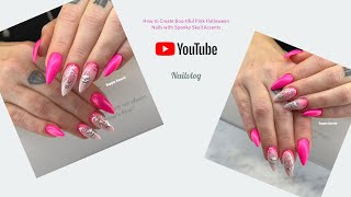 How to Create Bootiful Pink Halloween Nails with Spooky Skull Accents [upl. by Luiza423]