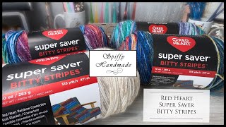 Red Heart Super Saver Bitty Stripes Yarn and Granny Square Yarn Talk [upl. by Enilrad]