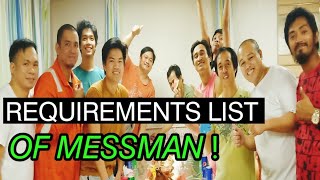 MESSMAN REQUIREMENTS LIST  ANUANO ANG KUKUNIN NA TRAINING [upl. by Abba]