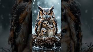 Owl Nestled In a Large Tree with Chicks mother birds owlsounds owl trending [upl. by Daley]