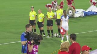 Ali Riley and Kelley OHara captain and hugging time after anthem  Friendliy USWNT vs NZL 15917 [upl. by Lanctot]