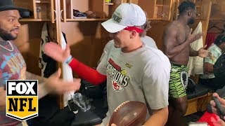 Patrick Mahomes walks into Chiefs locker room for first time as a Super Bowl champion  FOX NFL [upl. by Esiuol783]