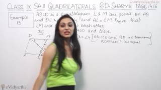 Example 13 Page No1416  Quadrilaterals RD Sharma Maths Class 9th [upl. by Eliott249]