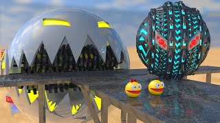 Pacman vs Shredder Robot amp Rolling Robot Monsters [upl. by Euqirdor]