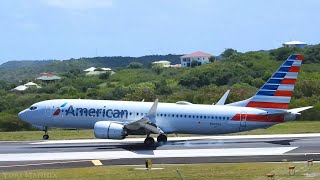 Special visit by Antiguan Captain Brian Chase landing and departing in Antigua on American B737MAX8 [upl. by Hildy]