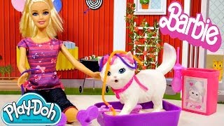 Barbie Potty Trainin Blissa Pet Cat Play Doh Barbie Dolls Toys Review by Disney Cars Toy Club [upl. by Aseyt177]