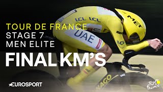 TIME TRIAL DRAMA 🔥  Tour de France Stage 7 Final Kilometres  Eurosport Cycling [upl. by Nelyk676]