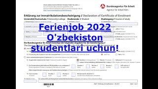 Ferienjob dokumentlarini qanday toldirish haqida Immatrikulationsbescheinigung Bewerbung Ferien [upl. by Botzow]