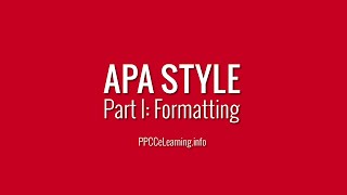 APA Style  Part 1 Formatting [upl. by Eicnan]