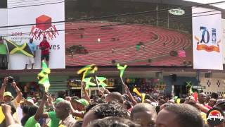 LargeUp TV Kingston Reacts to Jamaicas 4x100meter WR [upl. by Enneirdna]