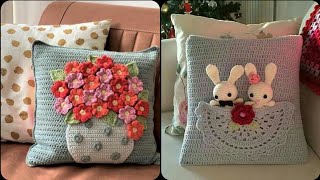 Crochet Cushion Cover Designs Ideas  Handmade Pillow Cover Designs [upl. by Nnyladnarb603]