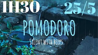 255 Pomodoro 1h30  Rainy Summer Evening  Silent Timer With Beeps [upl. by Hessler848]