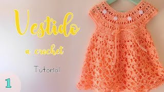 Como tejer un vestido para bebe a crochet ganchillo 12 [upl. by Marlo292]