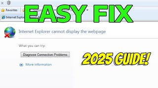 2025 Fix Internet Explorer Cannot Display The Page Diagnose Connection Problems Error in Windows 7 [upl. by Aihtebat]