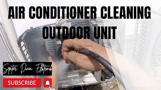 AIR CONDITIONER CLEANING OUTDOOR UNIT  HOW TO CLEAN YOUR SPLIT AC CONDENSER  AC SERVICE [upl. by Arama229]