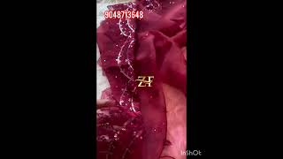 Beautiful Organza thread work saree✨trending sareelove organza red saree short💫 [upl. by Ehsiom]