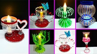 6 Economical Tealight Holder made with plastic bottle  Best out waste Christmas craft idea [upl. by Yelkreb911]