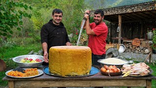 Azerbaijani Cuisine Unveiled Shakh Pilaf Cooking Show in a Mountain Village [upl. by Chilson38]