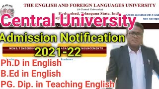 PhD Admission at Central University EFLU Hyderabad [upl. by Suhcnip]