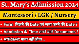 St Marys Convent School Admission 20242025  MontessoriI  LKG Nursery class Admission [upl. by Trinatte246]