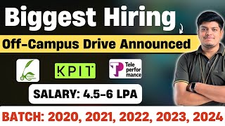 Biggest Hiring  Salary 45  65 LPA  KPIT Referral Greendzine Teleperformance  BATCH 202420 [upl. by Assiroc]