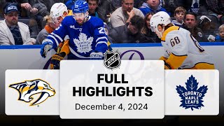 NHL Highlights  Predators vs Maple Leafs  December 04 2024 [upl. by Akino300]